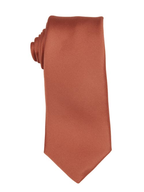 Brooklyn Brigade Solid Satin X-long Tie In Brown