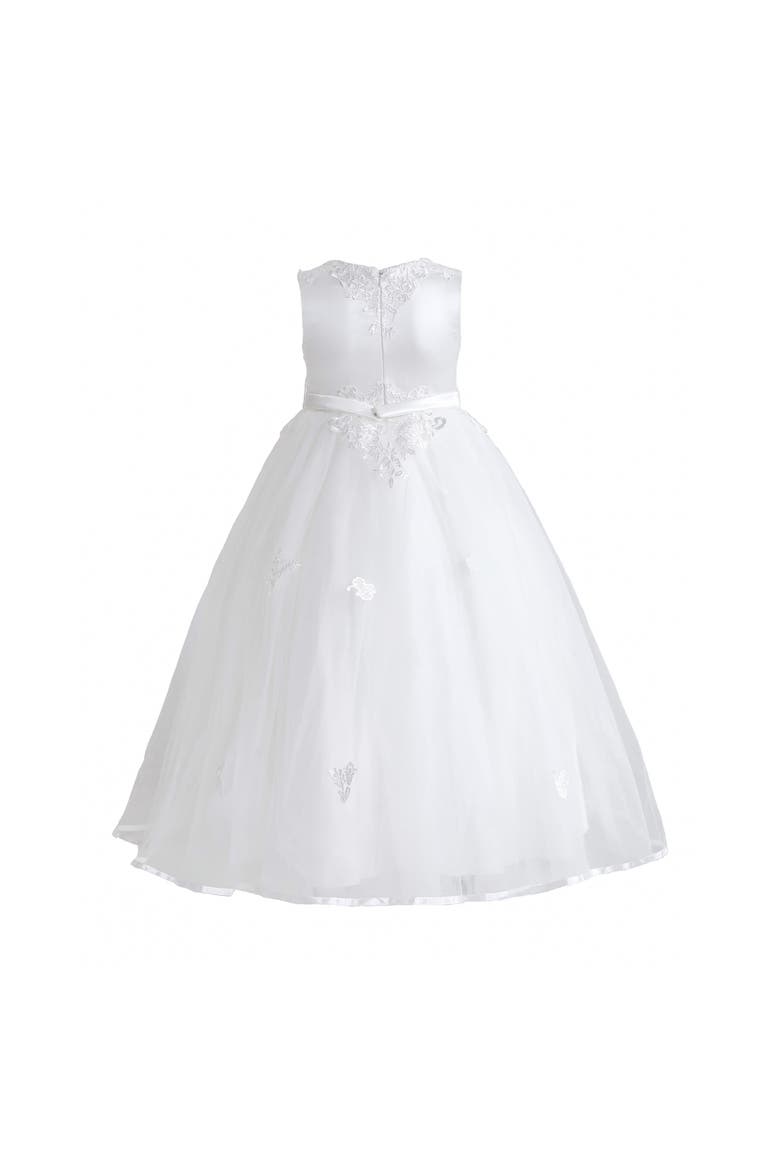 Azalina Satin Tulle Dress, Alternate, color, White