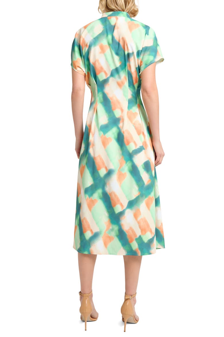 Fit & Flare Crêpe de Chine Midi Dress, Alternate, color, GREEN MULTI
