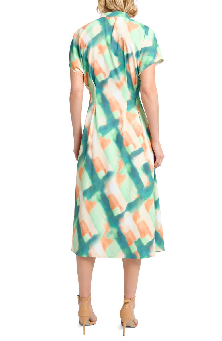 Misook Fit & Flare Crêpe de Chine Midi Dress, Alternate, color, Green Multi
