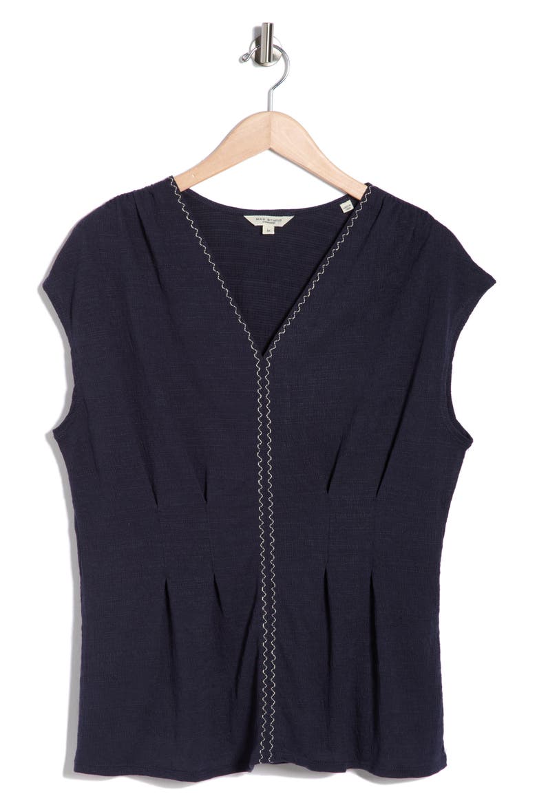 Short Sleeve V-Neck Top, Alternate, color, NAVY-NAVY