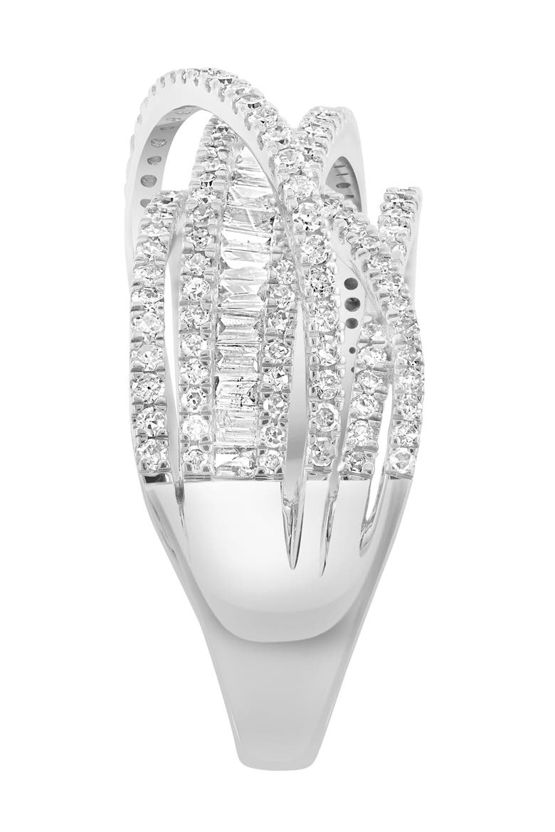 14K White Gold Diamond Openwork Crossover Ring, Alternate, color, 14K Gold