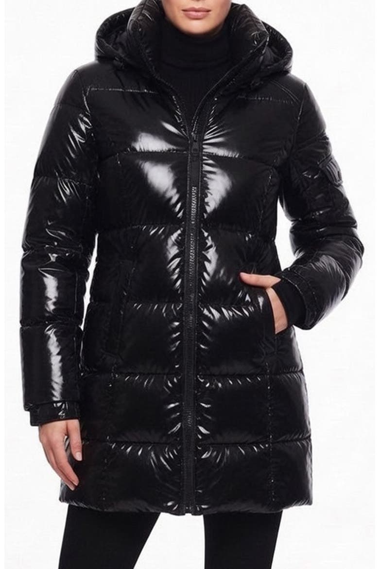 Mulberry Water Repellent Puffer Coat, Main, color, ONYX