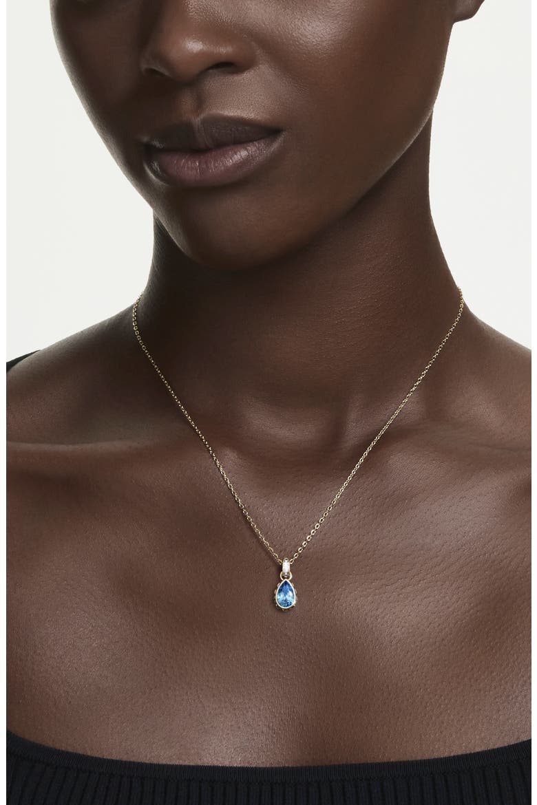 Chroma 23k Gold Plated Crystal & Cubic Zirconia Pendant Necklace, Alternate, color, BLUE WITH GOLD