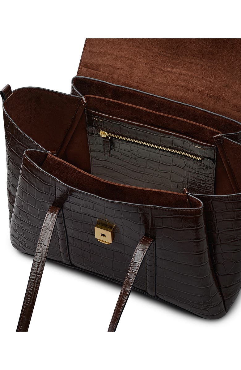 Radley The Chancery - Faux Croc Medium Flapover Shoulder Bag, Alternate, color, Walnut