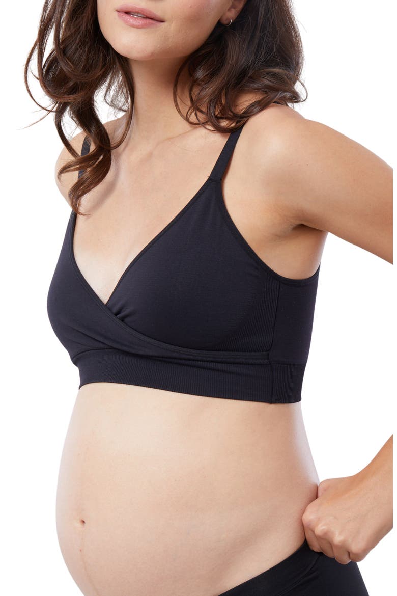 Cooling Crossover Nursing Bra, Alternate, color, BLACK