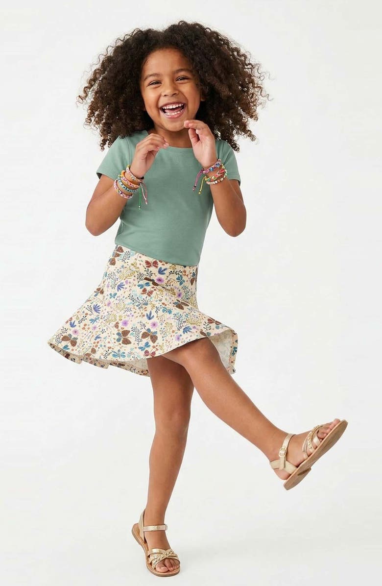 Mightly Organic Cotton Girls Pocket Skorts, Alternate, color, Botanical Floral