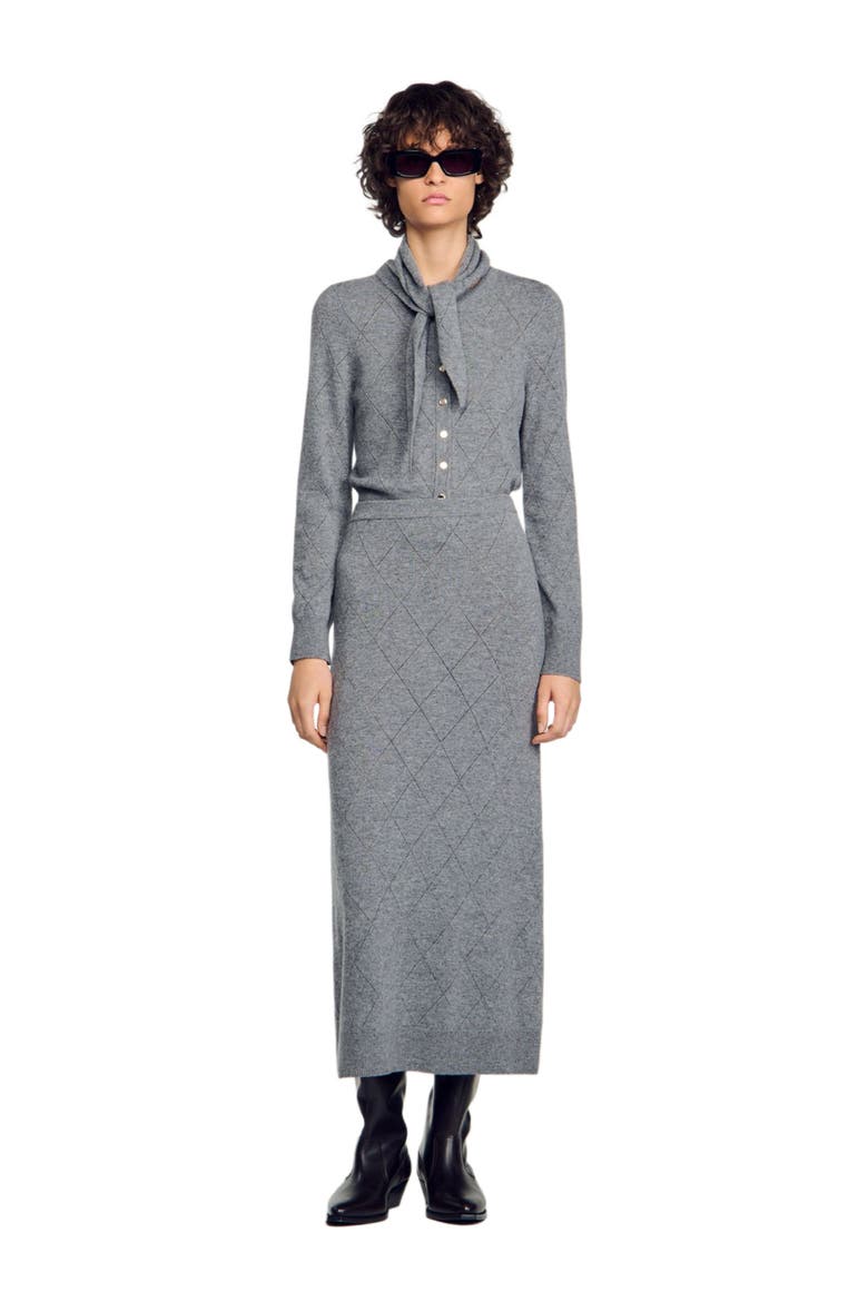 Pointelle knit maxi skirt, Alternate, color, Grey