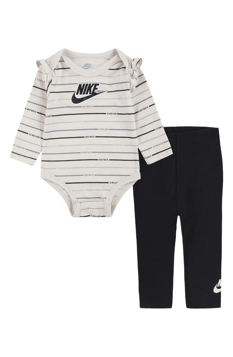 Just Do It Stripe Ruffle Bodysuit & Leggings Set (Baby)