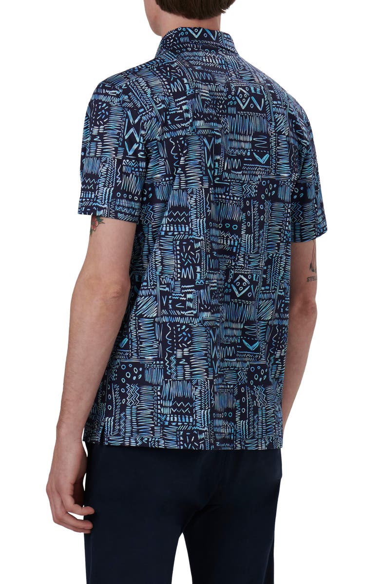 Bugatchi Hendrix Digital Print Pima Cotton Polo, Alternate, color, Navy