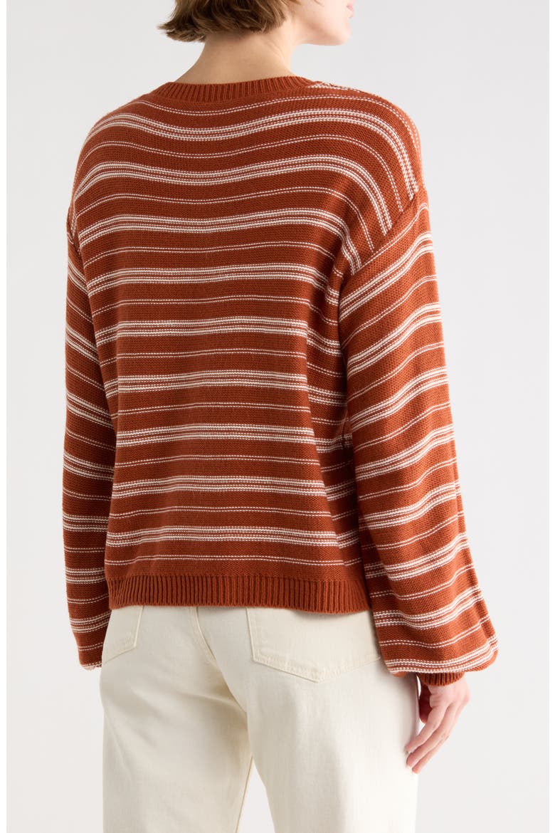 Bubble Hem Long Sleeve Sweater, Alternate, color, BRICK/ IVORY