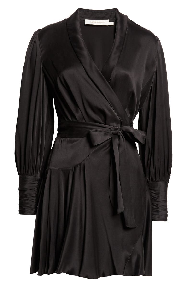 Zimmermann Long Sleeve Silk Wrap Minidress, Alternate, color, 