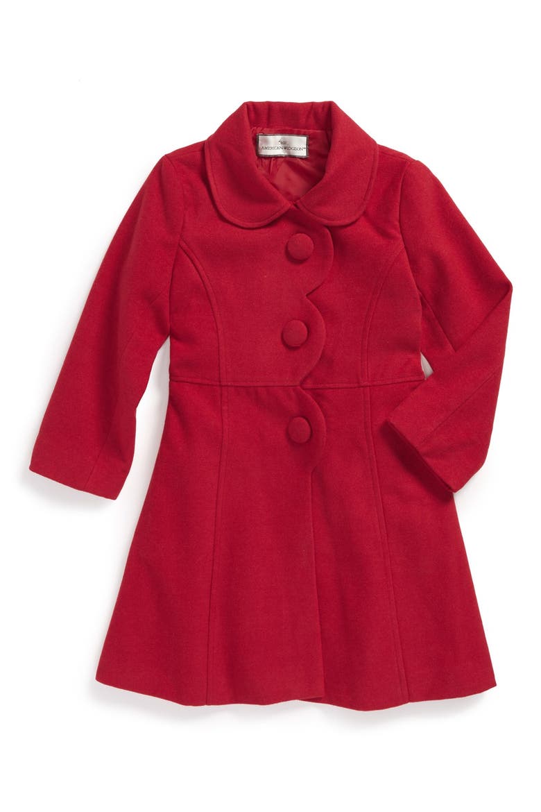 Scallop Front Coat, Main, color, RED
