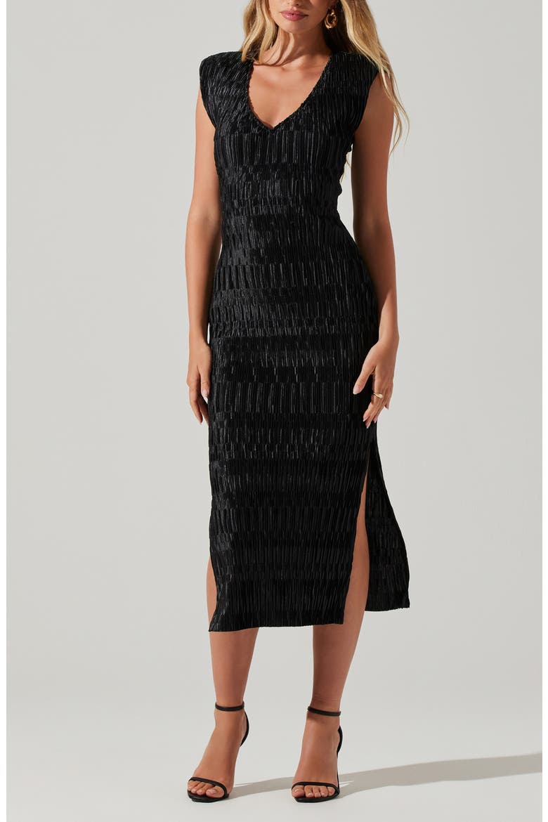 Nyah Ruched Velvet Dress, Alternate, color, BLACK