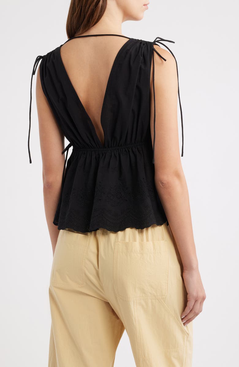 WAYF x Hannah Lovey Porter Goldie Cotton Eyelet Top, Alternate, color, Black