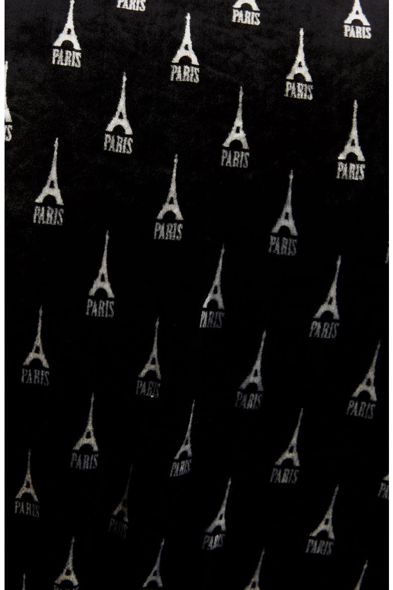 Eiffel Tower Velvet Pyjama Jacket, Alternate, color, BLACK