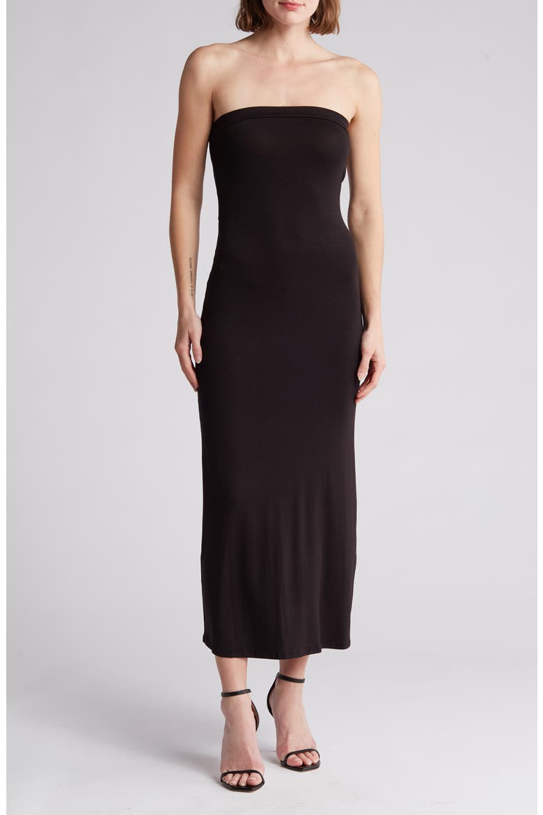 Strapless Maxi Dress, Main, color, BLACK