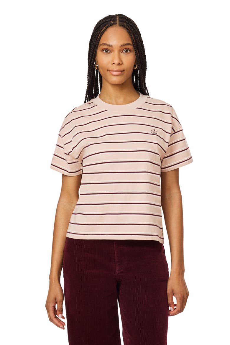 Boxy Yarn Dye Stripe T-Shirt, Alternate, color, FIG EMBROIDERY