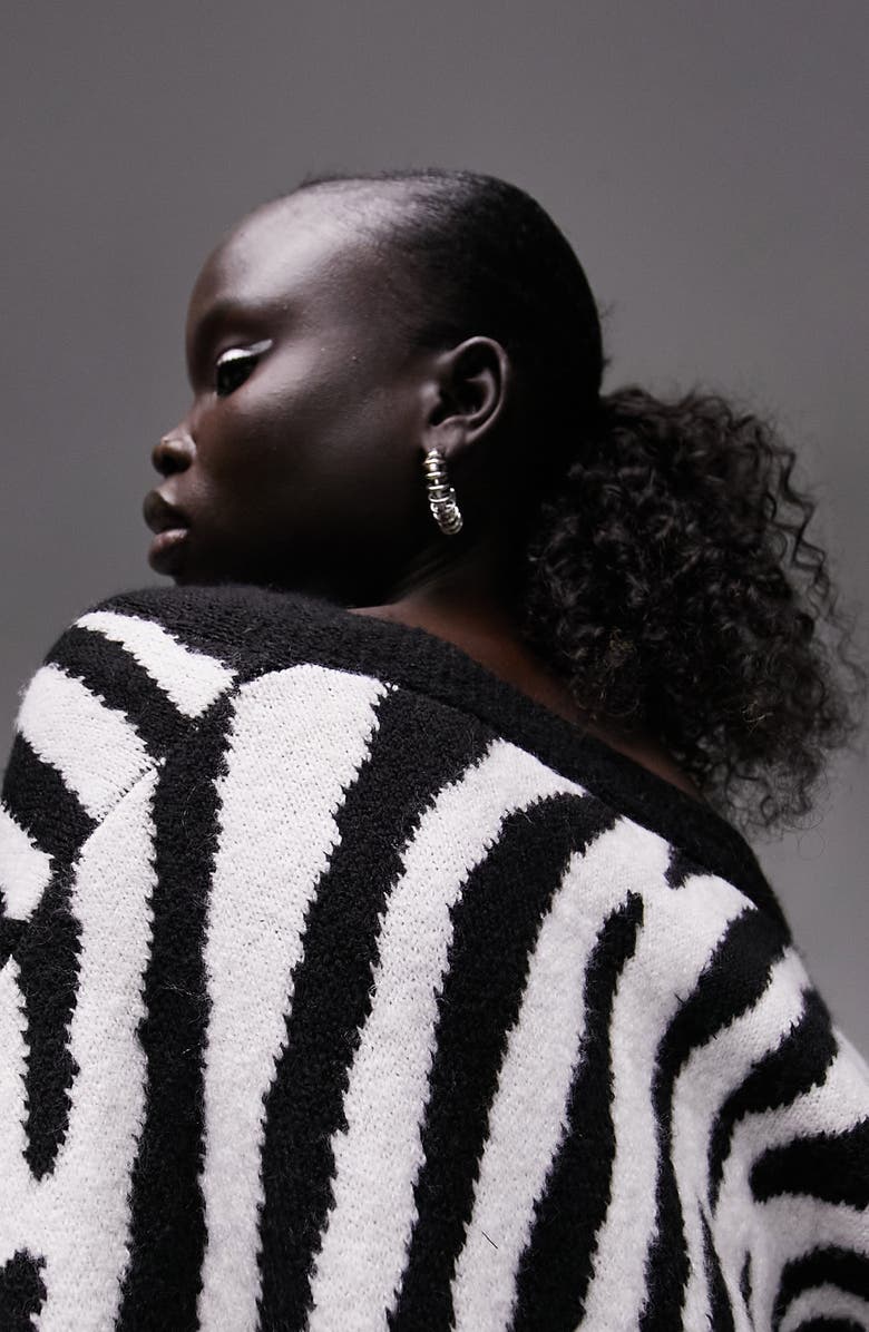 Topshop Zebra Print Maxi Cardigan, Alternate, color, 