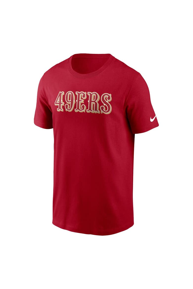 Men's Nike Scarlet San Francisco 49ers Primetime Wordmark Essential T-Shirt, Alternate, color, Scarlet