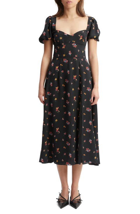 Gillian Puff Sleeve Midi Dress
