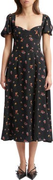 Bardot Gillian Puff Sleeve Midi Dress