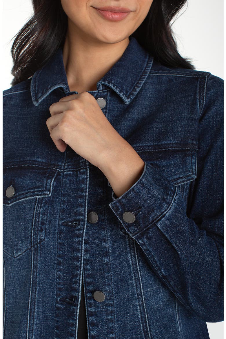 Fit & Flare Denim Trucker Jacket, Alternate, color, DELACEY