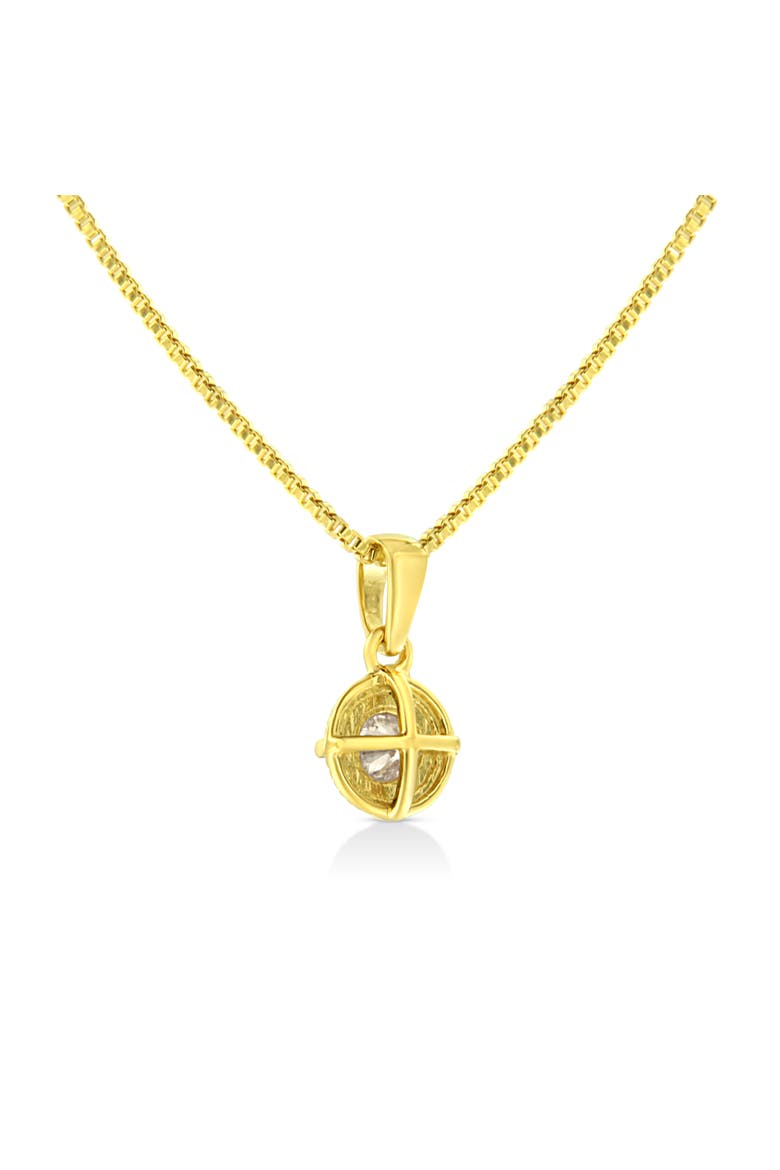 14K Yellow Gold Plated Silver 1/2 Cttw Diamond Solitaire Milgrain Pendant Necklace, Alternate, color, Yellow