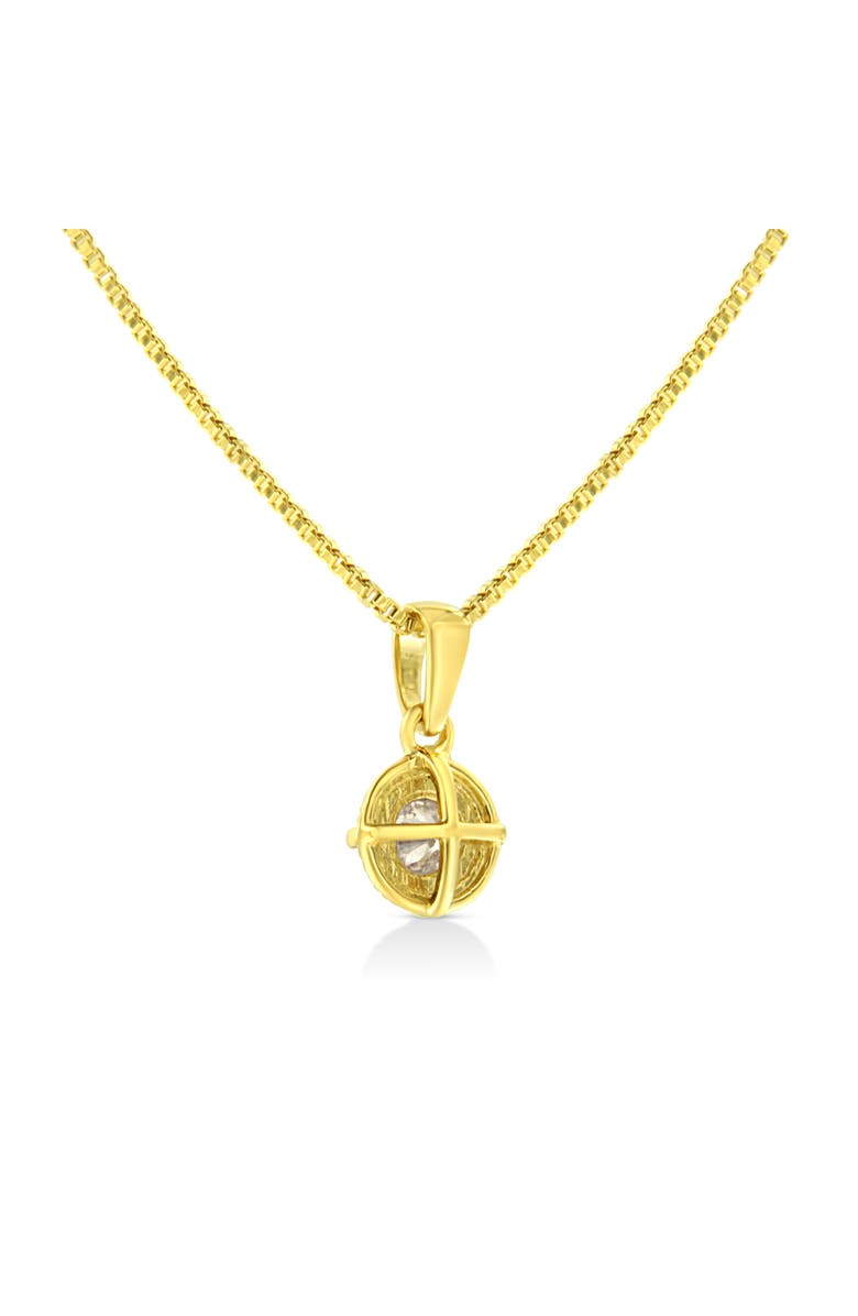 Haus of Brilliance 14K Yellow Gold Plated Silver 1/2 Cttw Diamond Solitaire Milgrain Pendant Necklace, Alternate, color, Yellow