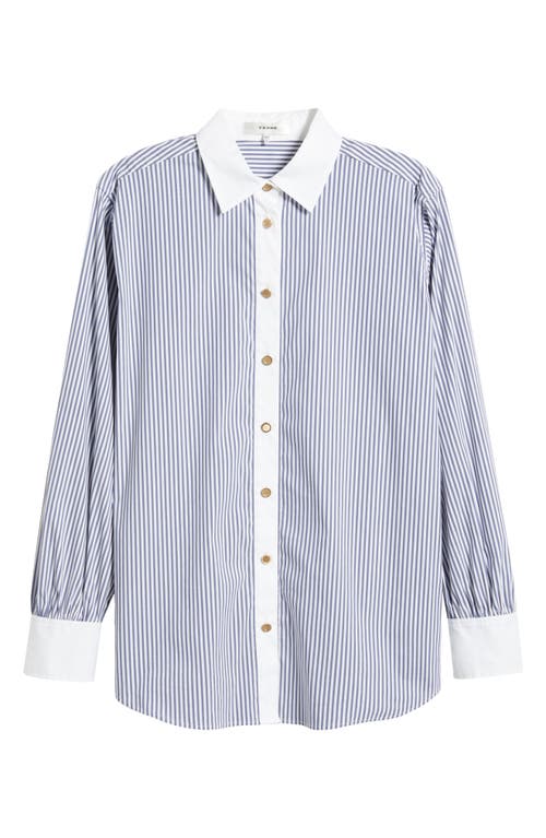 Frame The Borrowed Button-up Shirt In Dark Chambray Multi