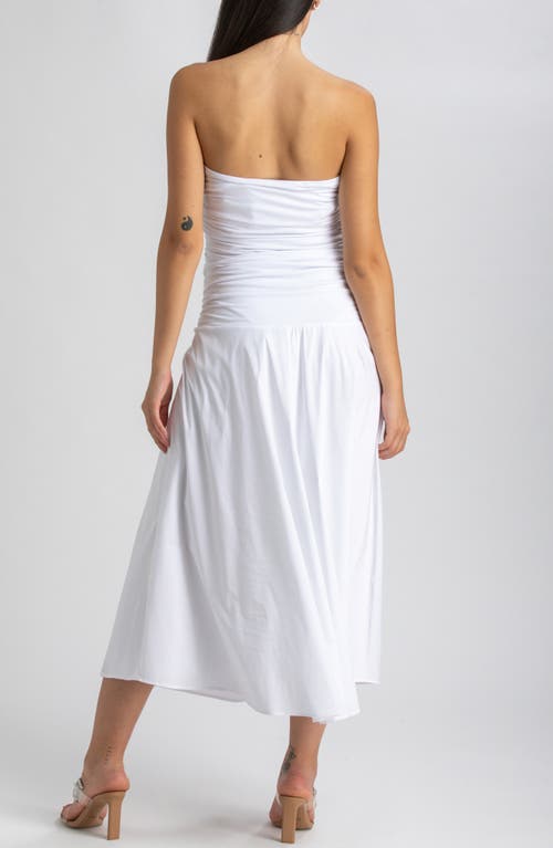 Pietro Brunelli Maternity Maternity Strapless Side Ruching Poplin And Jersey Coco Dress In White