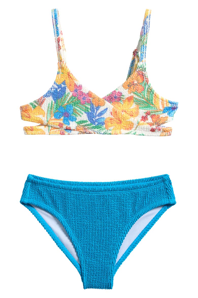 Kids' Wrapped Two-Piece Swimsuit, Main, color, WHITE/ BLITHE