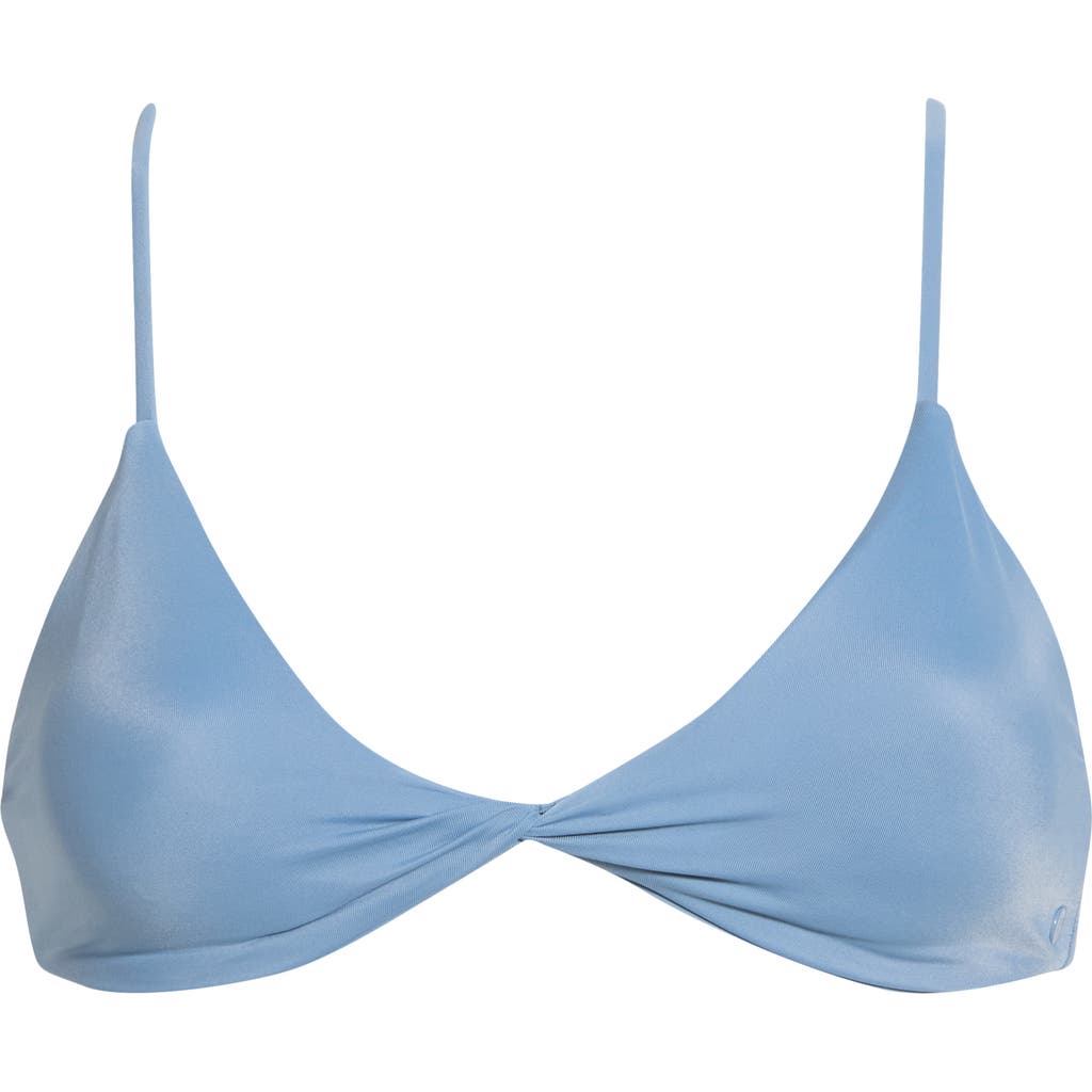 Volcom Simply Seamless Twist Front Bikini Top In Blue