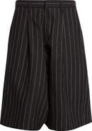 R13 Jumbo Pinstripe Wool & Linen Shorts