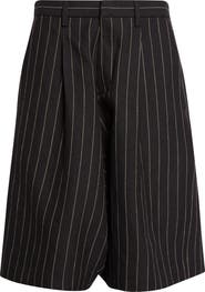 R13 Jumbo Pinstripe Wool & Linen Shorts