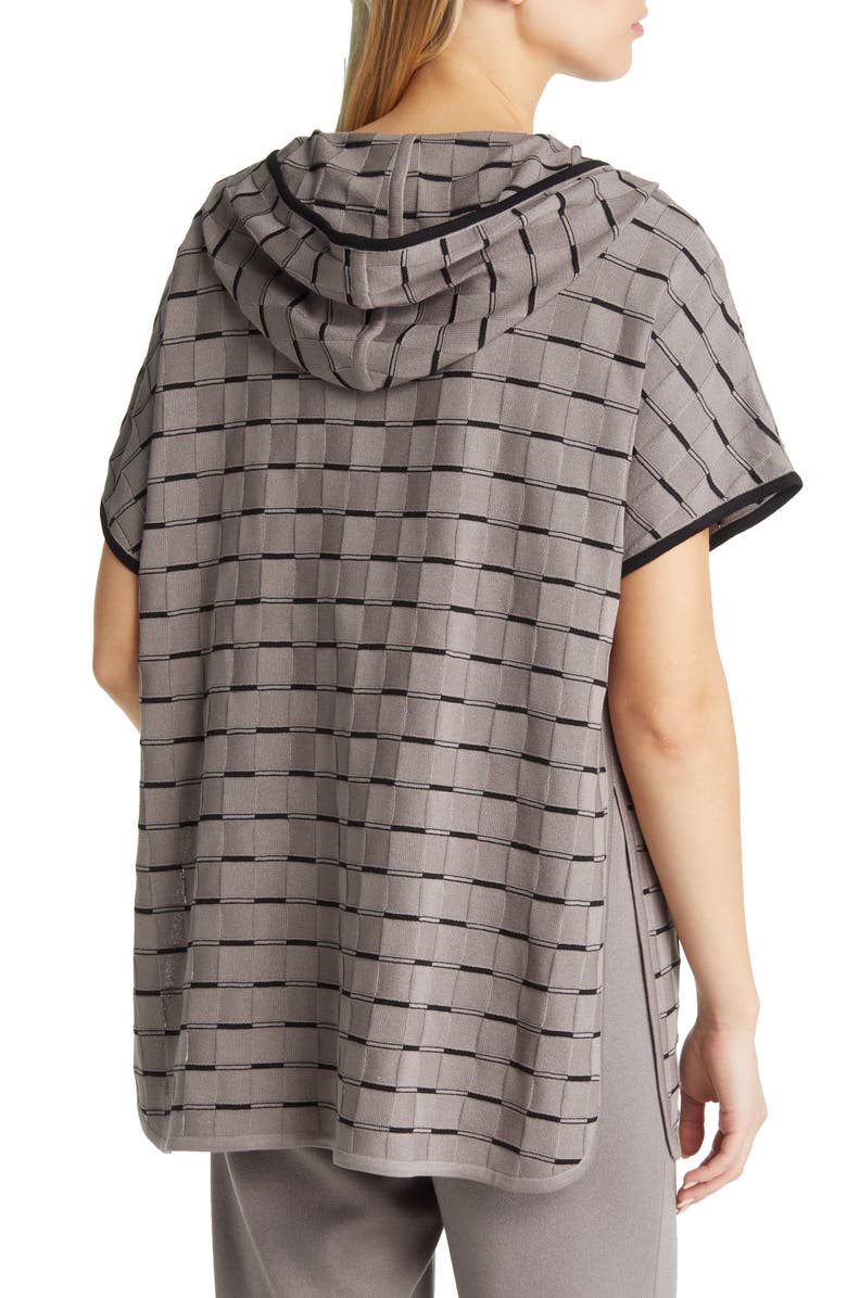 Ming Wang Basket Weave Zip Short Sleeve Hooded Jacket, Alternate, color, 