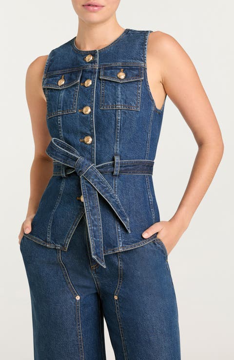 Reenee Tie Waist Denim Vest