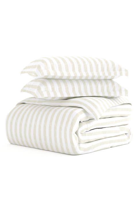 Premium Ultra Soft 3-Piece Puffed Rugged Stripes Duvet Cover Set