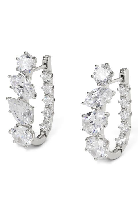 Beatrix Mixed Cubic Zirconia U-Shaped Hoop Earrings