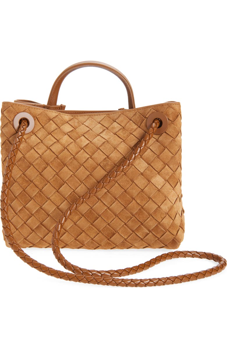 Bottega Veneta Small Andiamo Intrecciato Suede Shoulder Bag, Alternate, color, 2598 Amber-Mb-Amber