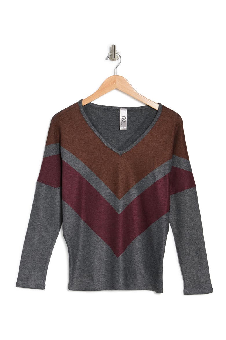 Colorblock V-Neck Sweater, Alternate, color, BLACK DYE 1