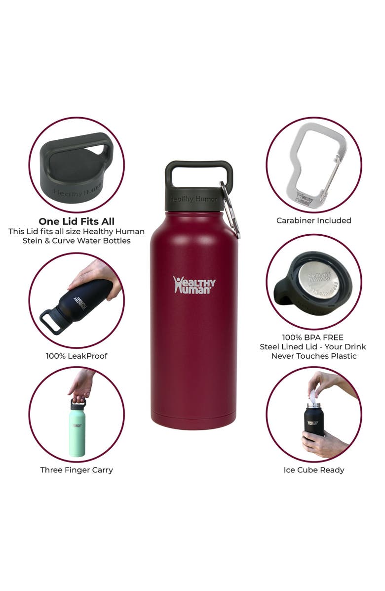 Healthy Human Stainless Steel Water Bottle Double Walled, Alternate, color, Red