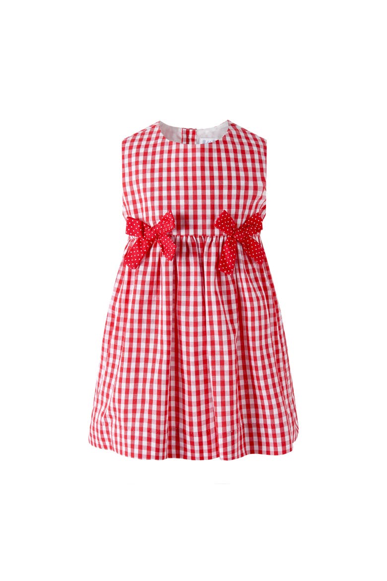 Gingham Bow Dress and Bloomers, Main, color, Red