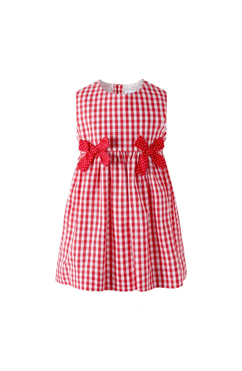 Rachel Riley Gingham Bow Dress and Bloomers, Main, color, Red