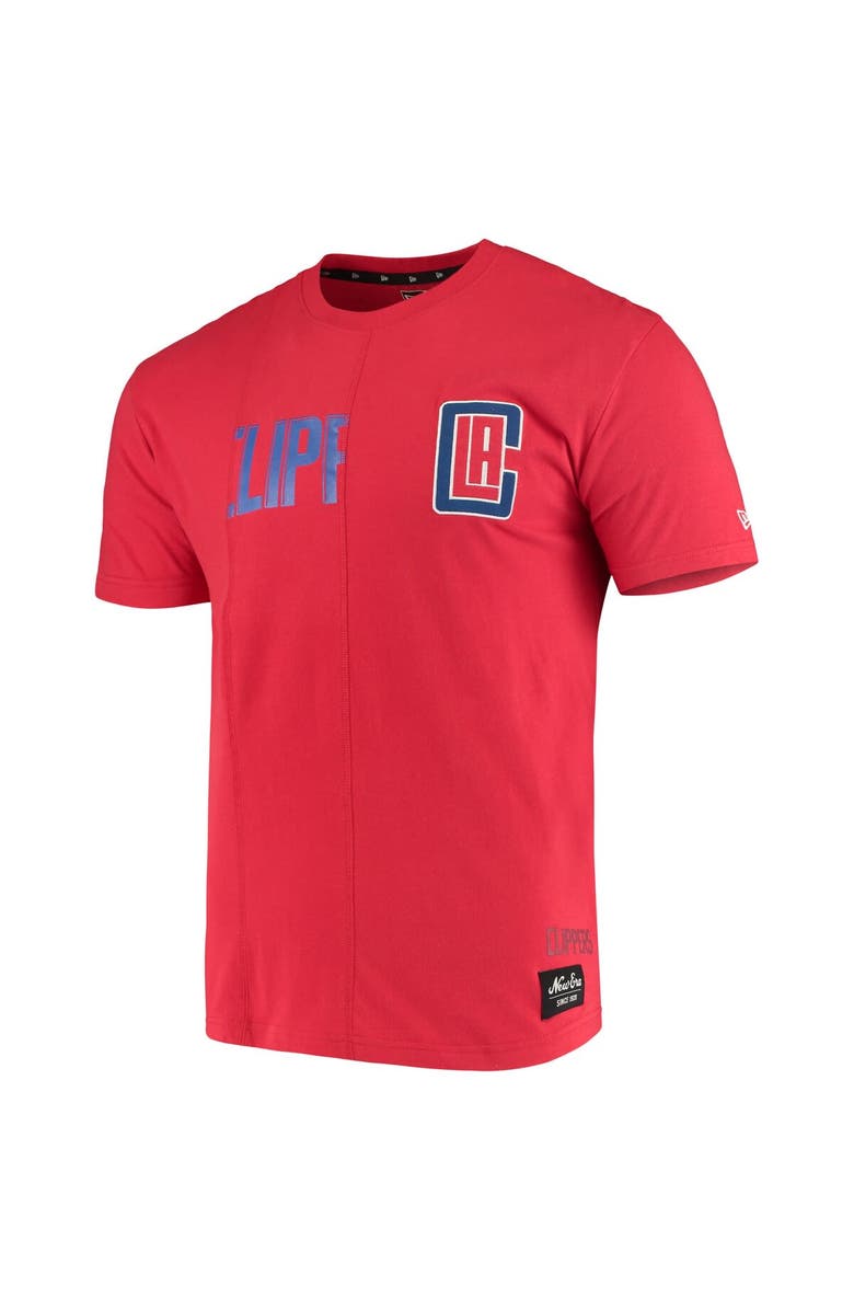 New Era Men's New Era Red LA Clippers Wordmark Logo Cut & Sew Applique Brushed T-Shirt, Alternate, color, 