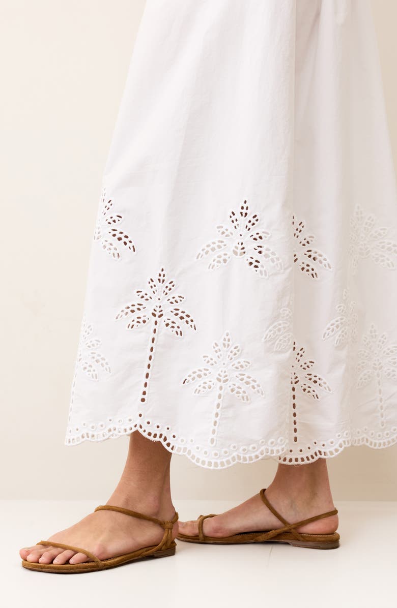 Marine Layer Selene Fit & Flare Eyelet Embroidered Sundress, Alternate, color, Bright White