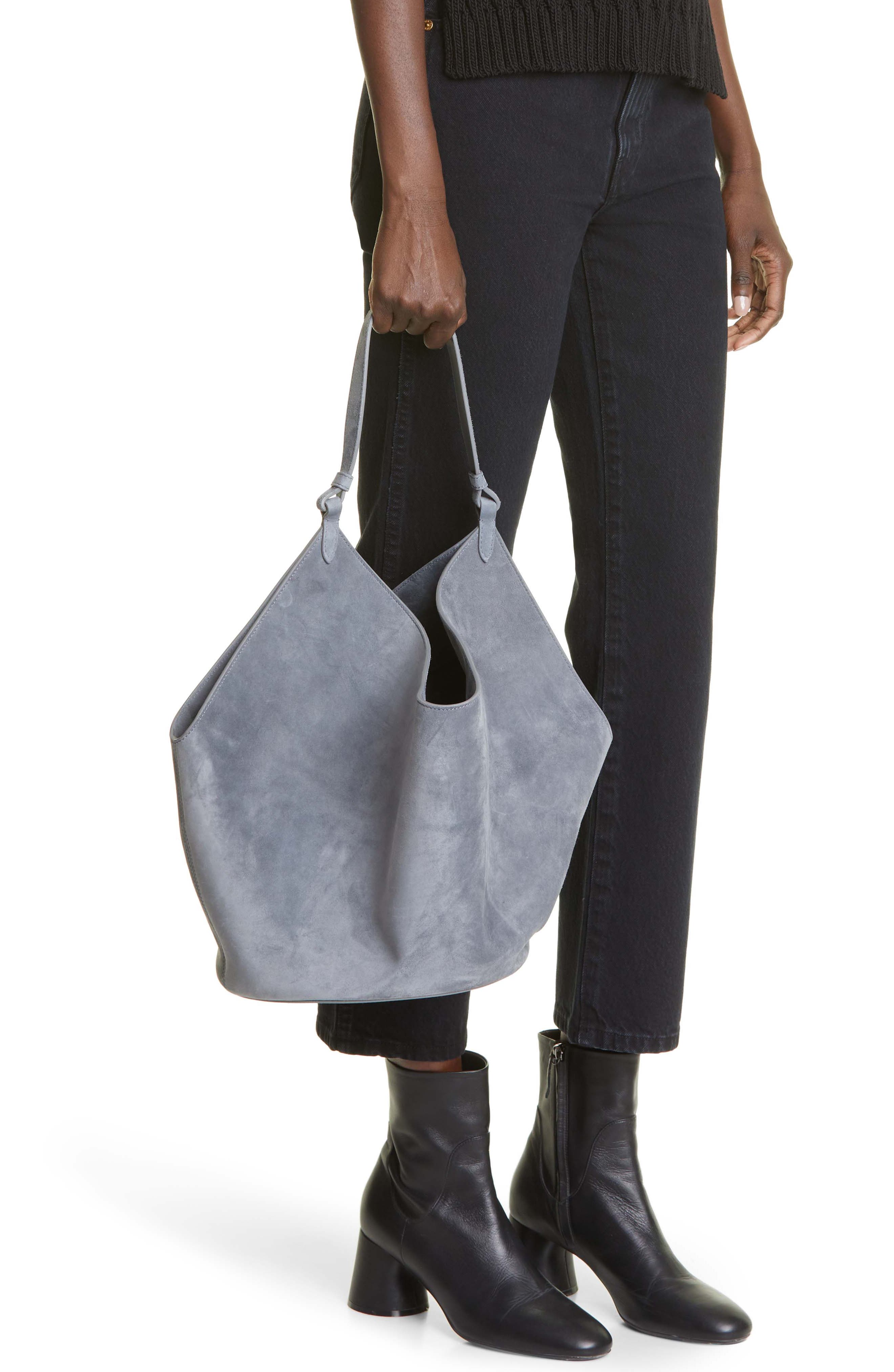 Medium Lotus Suede Tote, Alternate, color, SLATE