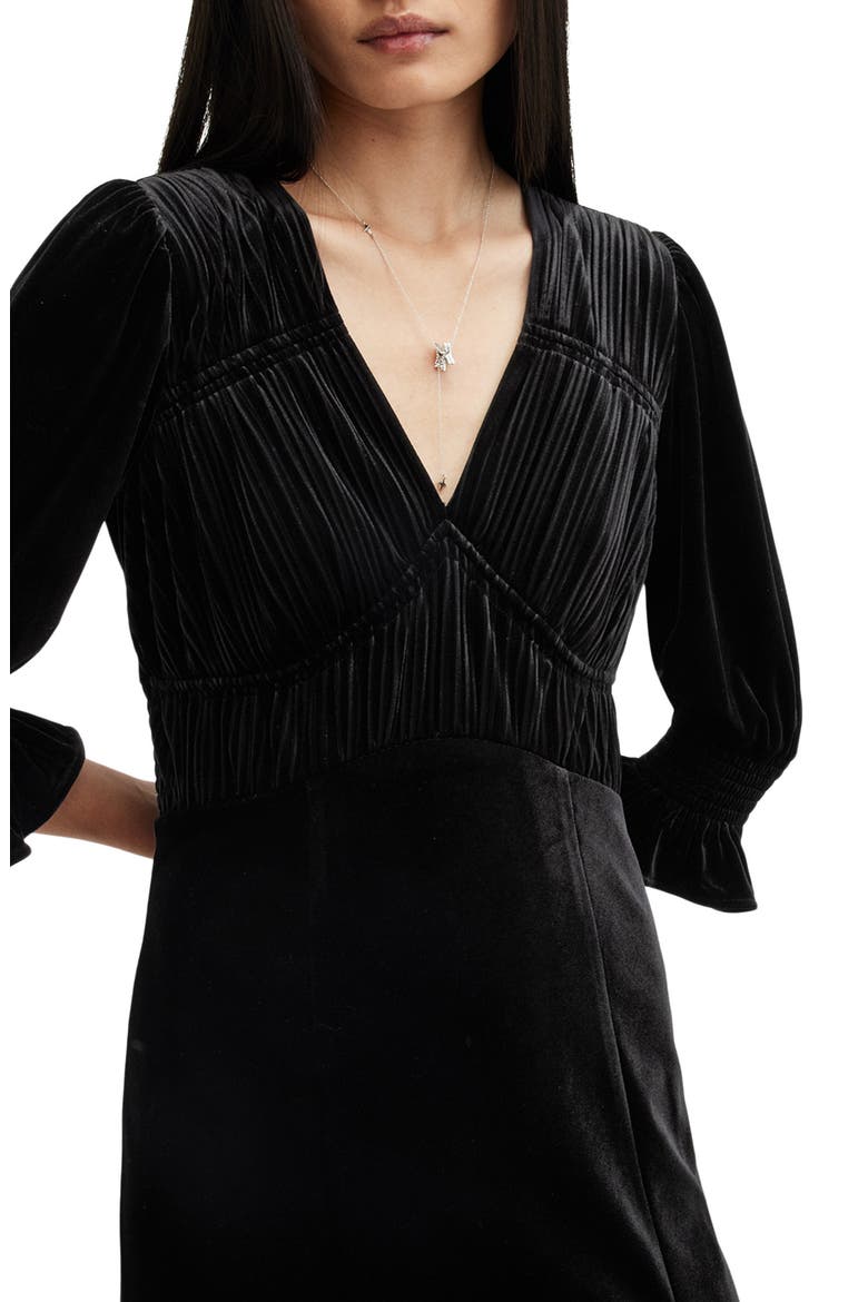 Ani Velvet Midi Dress, Alternate, color, BLACK