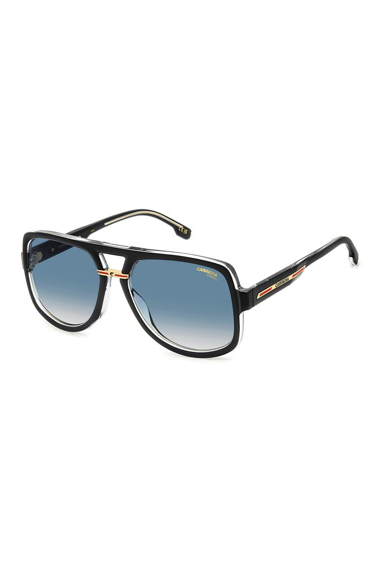 Victory 59mm Gradient Square Geometric Sunglasses, Alternate, color, BLACK CRYSTAL/ DARK BLUE SF