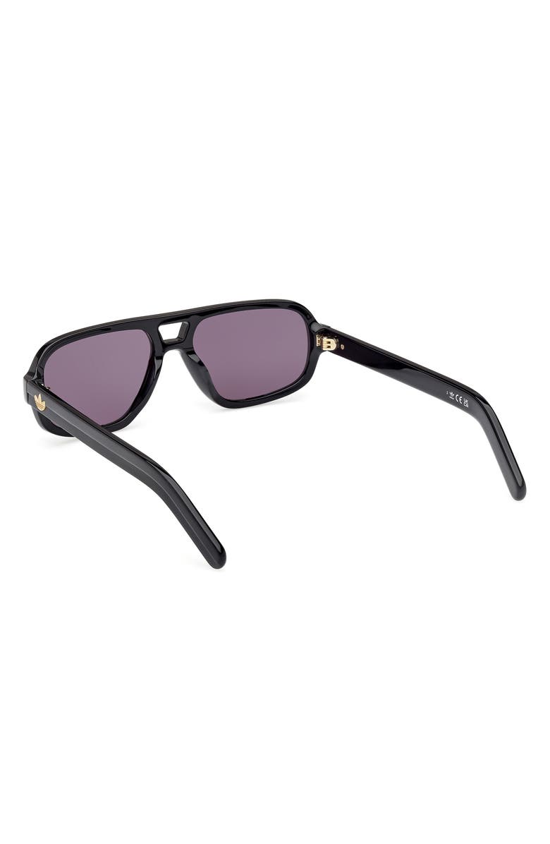 adidas 55MM Navigator Sunglasses, Alternate, color, Shiny Black / Smoke